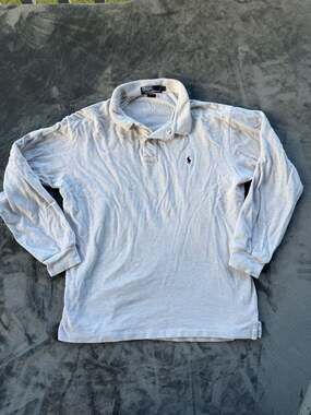 Polo Ralph Lauren Men's Cream Long Sleeve Mesh Polo Shirt